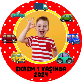 Kırmızı Zeminli Araba Çerçeveli Temalı Sticker