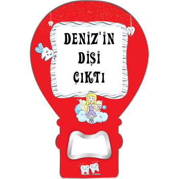 Kırmızı Zeminli Diş Temalı Balon Magnet Açacak