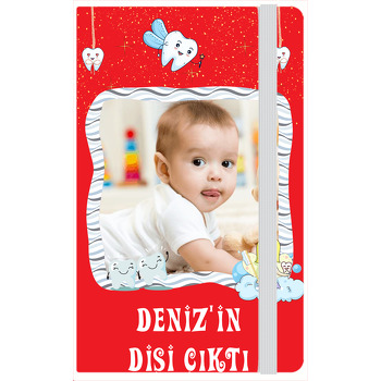 Kırmızı Zeminli Diş Temalı Doğum Günü Anı Defteri