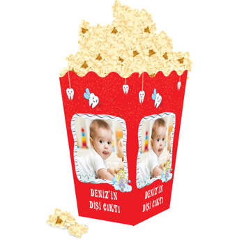 Kırmızı Zeminli Diş Temalı Popcorn Kutusu