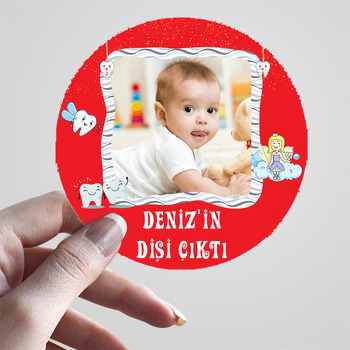 Kırmızı Zeminli Diş Temalı Resimli Sticker