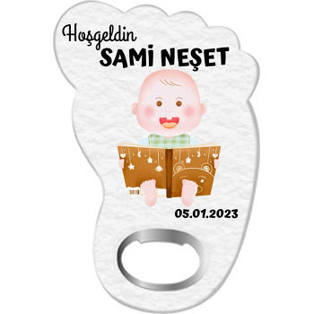 Kitap ile Bebek Temalı Ayak İzi Magnet Açacak