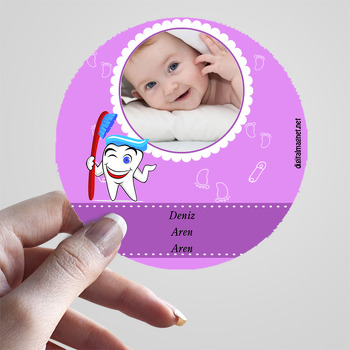 Kız Bebek İçin  Mor Temalı Diş Sticker