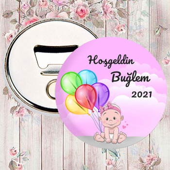 Kız Bebek ile Renkli Balonlar Temalı Magnet Açacak