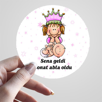 Kız Kardeşi ile Abla Yıldız Fon Temalı Sticker