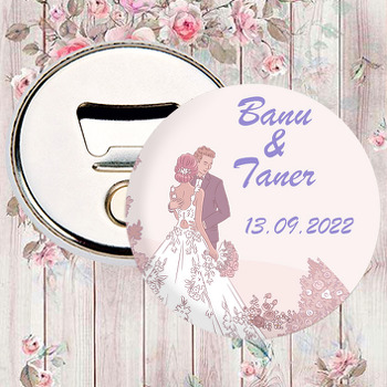 Klasik Gelin Damat ile Toz Pembe Fon Temalı Magnet Açacak