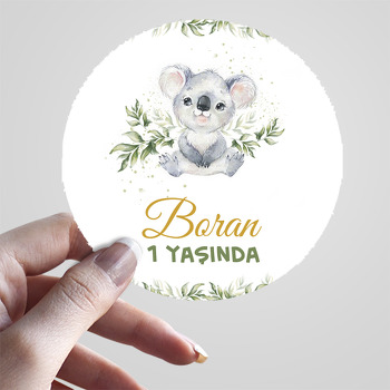 Koala ile Yapraklar Temalı Sticker