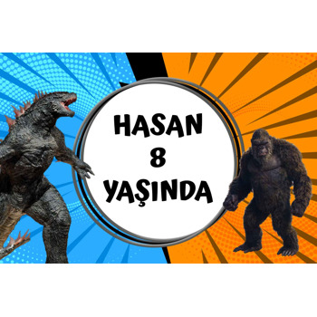 Kong vs Godzilla Temalı Doğum Günü Afiş