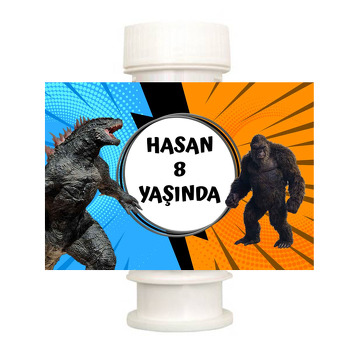 Kong vs Godzilla Temalı Köpük Baloncuk Etiketi