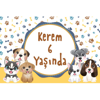 Köpek Dostu Temalı Doğum Günü Afiş