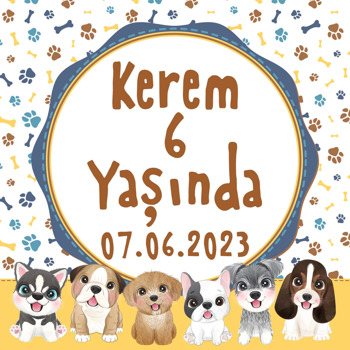 Köpek Dostu Temalı Kare Doğum Günü Parti Afiş