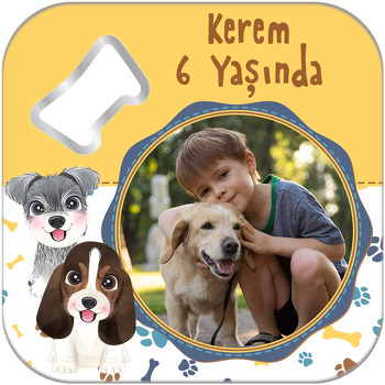 Köpek Dostu Temalı Kare Magnet Açacak