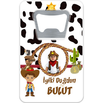 Kovboy Temalı Dikdörtgen Magnet Açacak