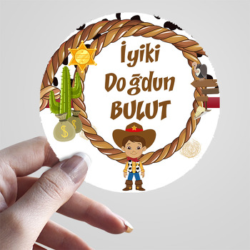 Kovboy Temalı Parti Sticker