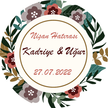 Koyu Yeşil Yapraklar ile Çiçekler Temalı Sticker