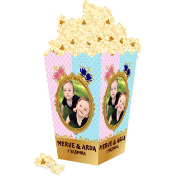 Kral ve Kraliçe Taç Temalı Popcorn Kutusu