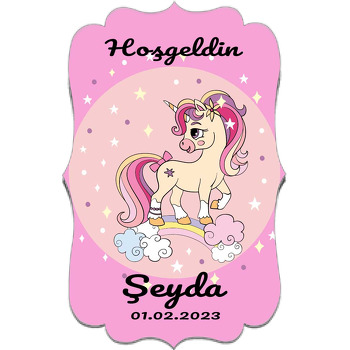 Krem Rengi Unicorn Pembe Fon Temalı Özel Kesim Magnet