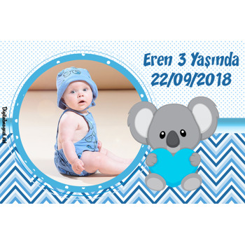 Koala Mavi Temalı Doğum Günü Magnet