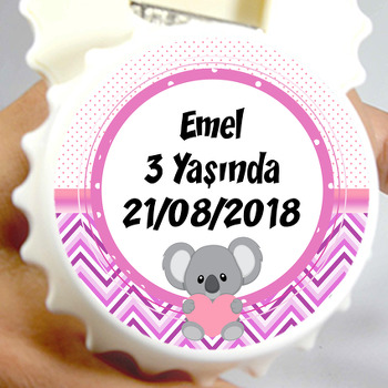 Koala Pembe Temalı Kapak Şekilli Magnet Açacak