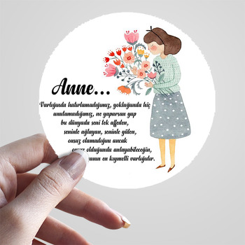 Kucak Dolusu Buket ile Anne Temalı Sticker