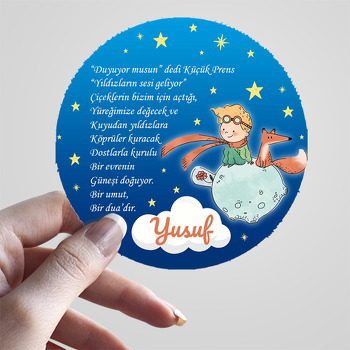 Küçük Prens ile Tilki Şiir Alıntılı Lacivert Fon Temalı Sticker