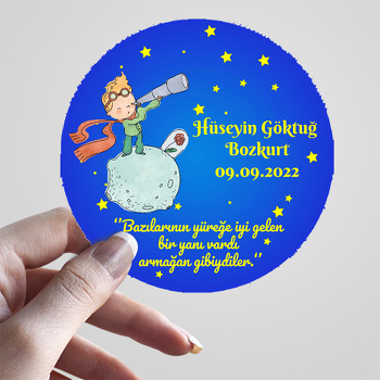 Küçük Prens Mavi Fonda Sarı Yıldızlar Temalı Sticker