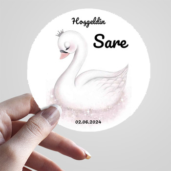 Kuğu Temalı Hoşgeldin Bebek Sticker