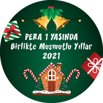 Kurabiye Ev Yeşil Fon Temalı Parti Sticker