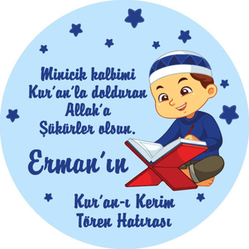 Kuran Okuyan Çocuk ile Lacivert Yıldızlar Temalı Sticker