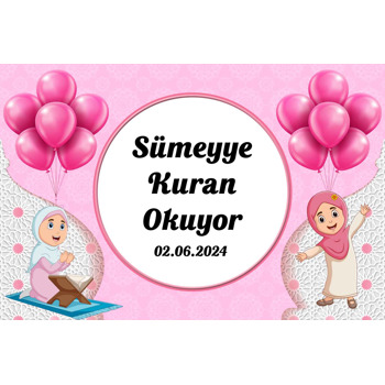 Kuran Okuyorum Pembe Temalı Afiş