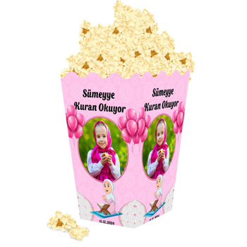 Kuran Okuyorum Pembe Temalı Popcorn Kutusu