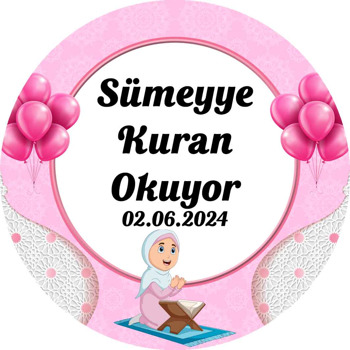 Kuran Okuyorum Pembe Temalı Sticker