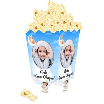 Kuranı Kerim Okuyorum Mavi Temalı Temalı Popcorn Kutusu