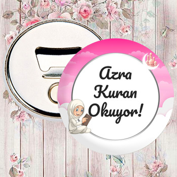 Kuranı Kerim Okuyorum Pembe Temalı Magnet Açacak