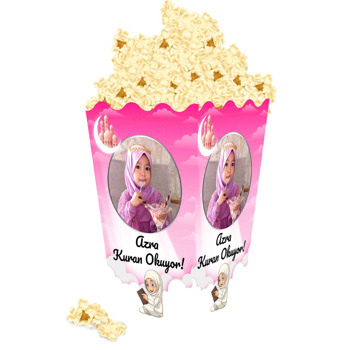 Kuranı Kerim Okuyorum Pembe Temalı Popcorn Kutusu