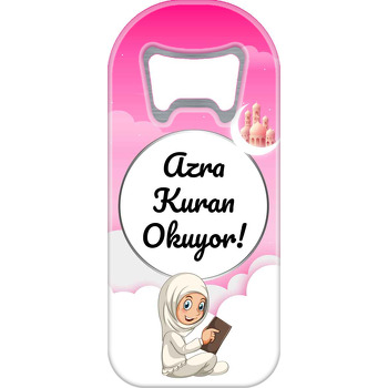 Kuranı Kerim Okuyorum Pembe Temalı Uzun Magnet Açacak