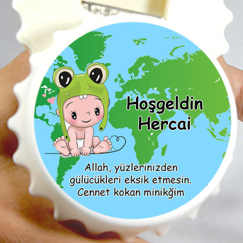 Kurbağa Şapkalı Bebek Temalı Kapak Şekilli Magnet Açacak