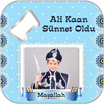 Kurdelalı Sünnet Temalı Kare Magnet Açacak