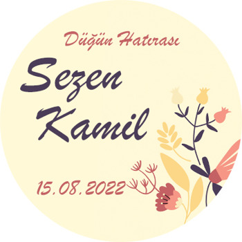 Kuru Çiçek Desenleri ile Krem Fon Temalı Sticker