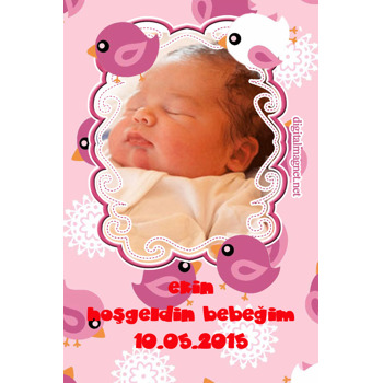 Kuş Temalı Hoşgeldin Bebek Plastik Magnet