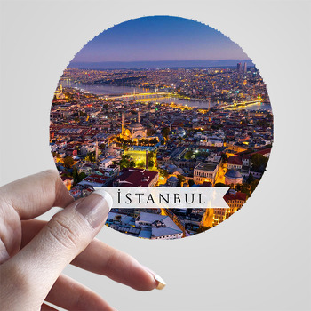 Kuşbakışı İstanbul ile Şehirler Temalı Sticker