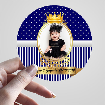 Lacivert Beyaz Gold Çerçeveli Temalı Resimli Sticker