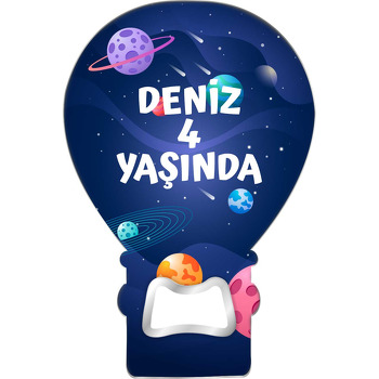 Lacivert Dalgalı Galaxy ile Gezegenler Temalı Balon Magnet Açacak