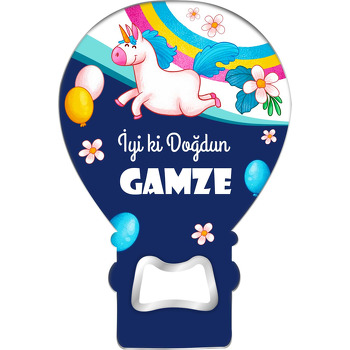 Lacivert Fonda Unicorn ile Gökkuşağı Temalı Balon Magnet Açacak