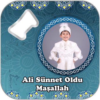 Lacivert  Sünnet Temalı Kare Magnet Açacak