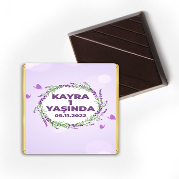 Lavanta Çerçeve ile Lila Fon Temalı Çikolata Sargısı