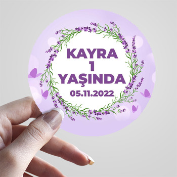 Lavanta Çerçeve ile Lila Fon Temalı Sticker