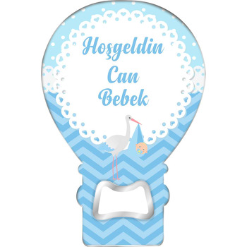 Leylek ile Mavi Erkek Bebek Temalı Balon Magnet Açacak