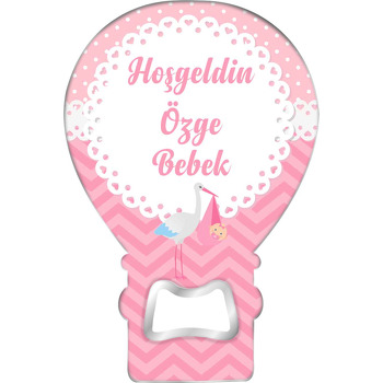 Leylek ile Pembe Kız Bebek Temalı Balon Magnet Açacak