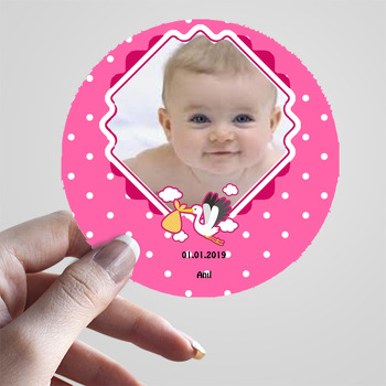 Leylek Temalı Kız için Hoşgeldin Bebek Sticker